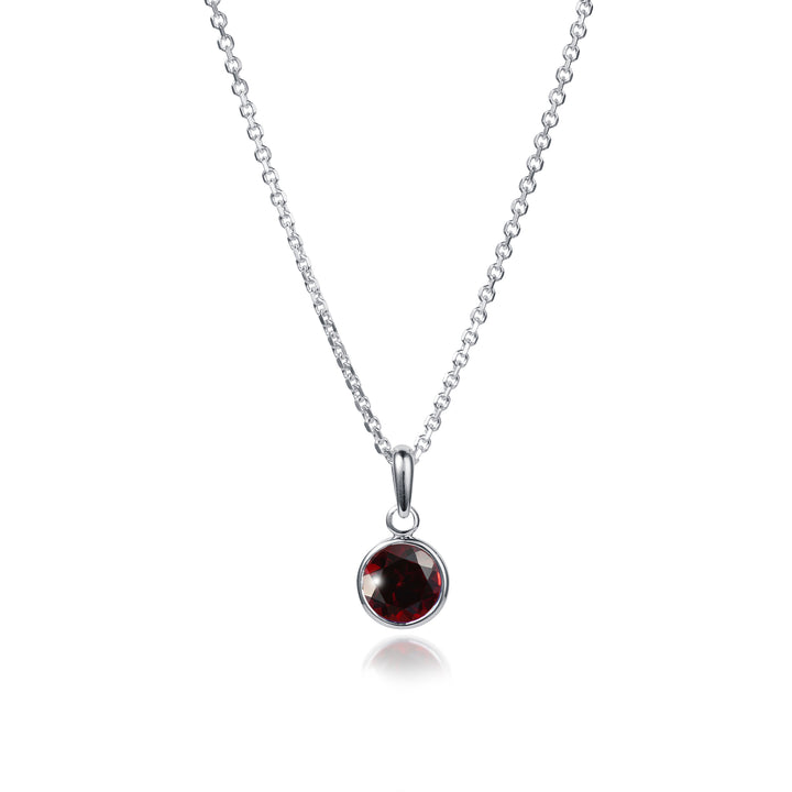 Garnet Necklace Pendant in Silver