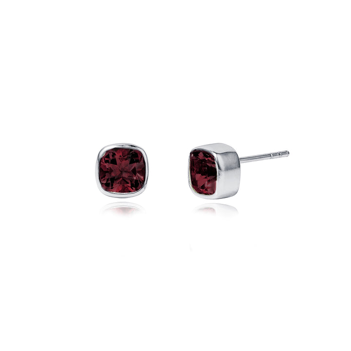 Image of Garnet Silver Stud Earrings