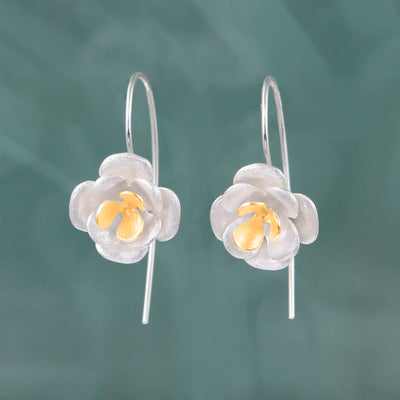 Image of Silver & Gold Rose Earrings