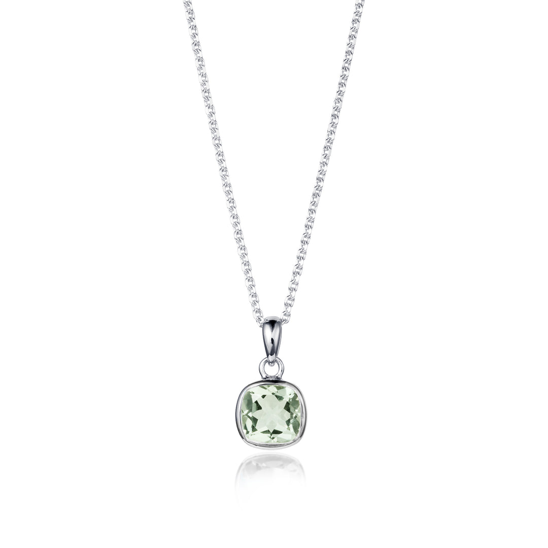 Image of Silver Green Amethyst Gem Squared Pendant