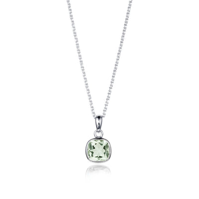 Image of Silver Green Amethyst Gem Squared Pendant
