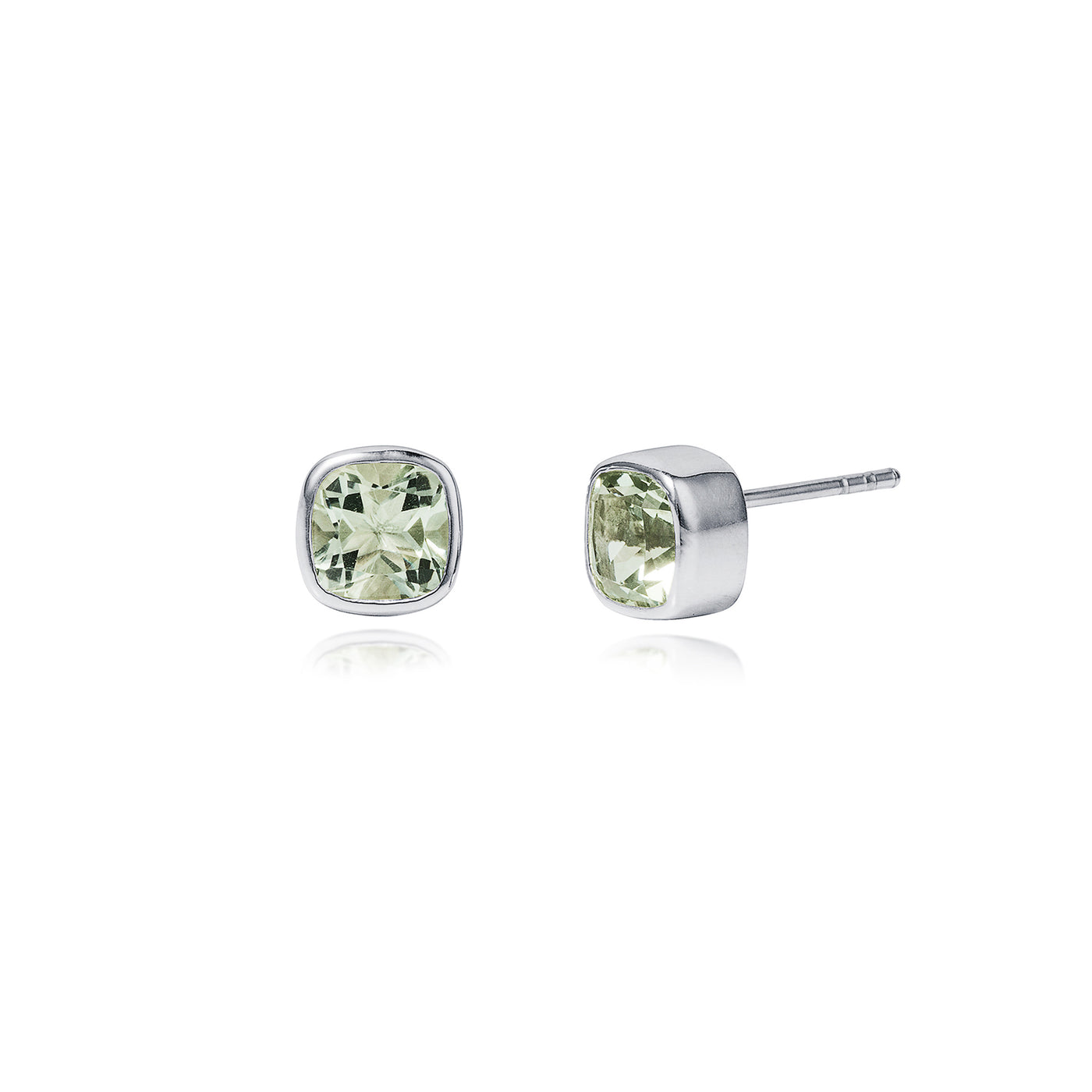 Image of Green Amethyst and Silver Stud Earrings