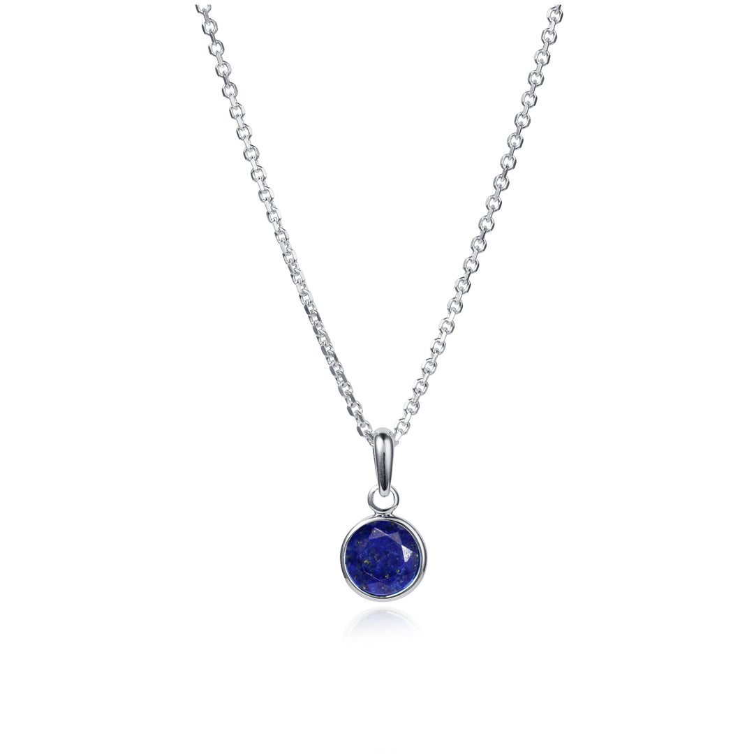 September Birthstone Necklace in Lapis Lazuli and Silver