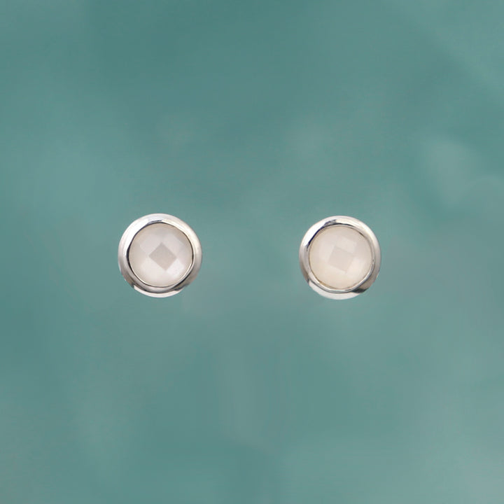 Moonstone Stud Earrings In Silver