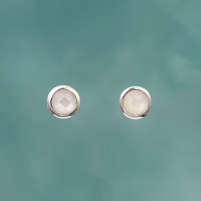 Moonstone Stud Earrings In Silver