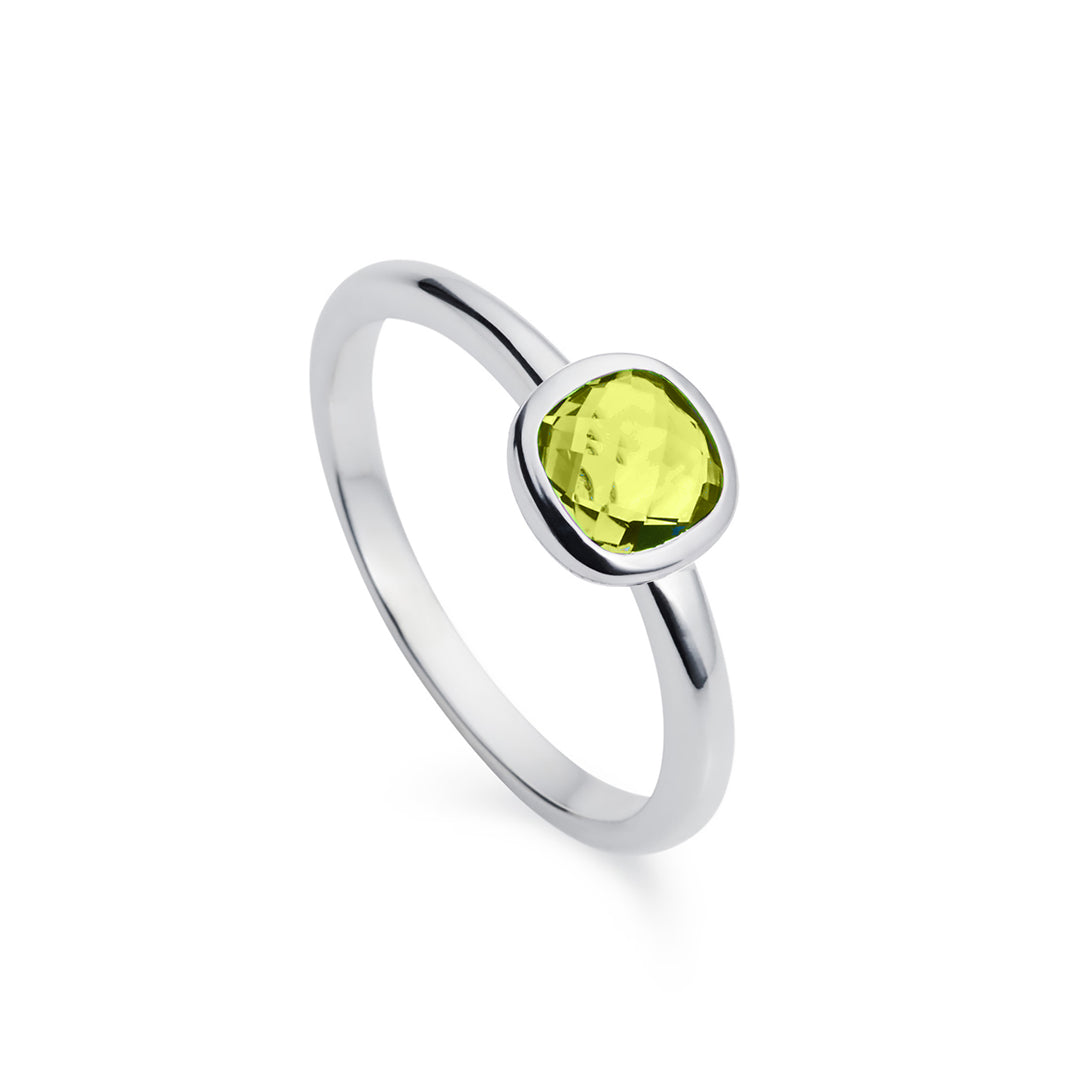 Photo of Peridot Silver Cushion Cut Ring