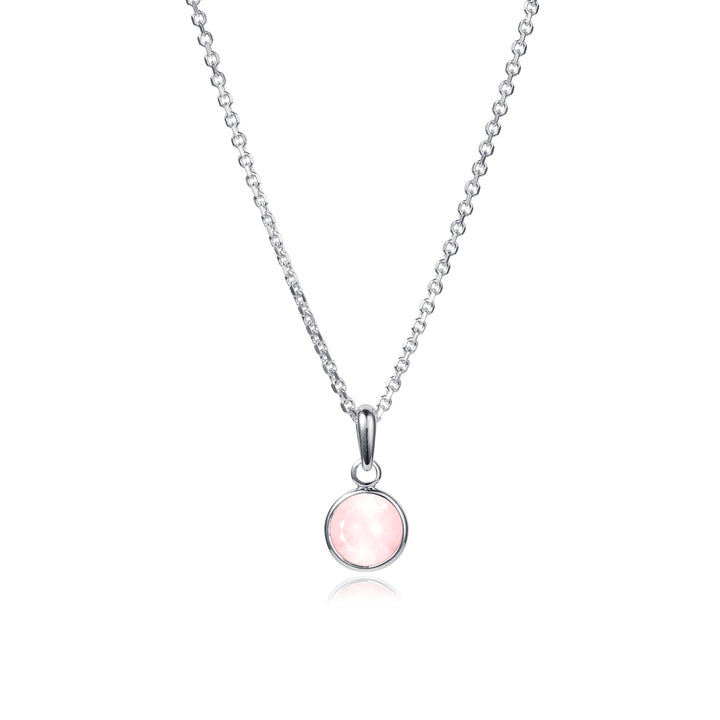 Rose Quartz Necklace Pendant In Silver