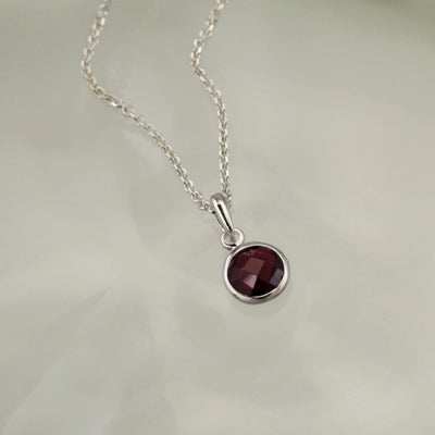 Image of Silver and Red Ruby Pendant Necklace