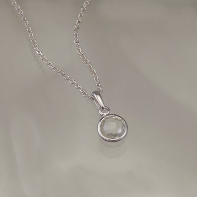 Image of Silver and White Topaz Pendant Necklace