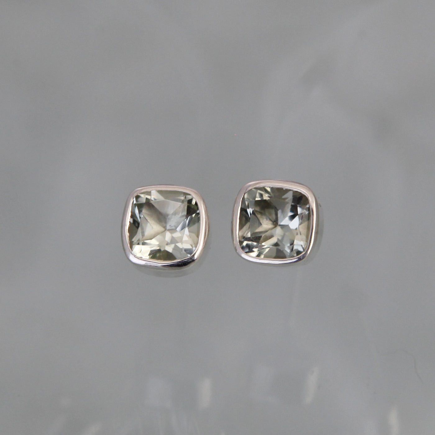 Image of White Topaz and Silver Gem Squared Stud Earrings