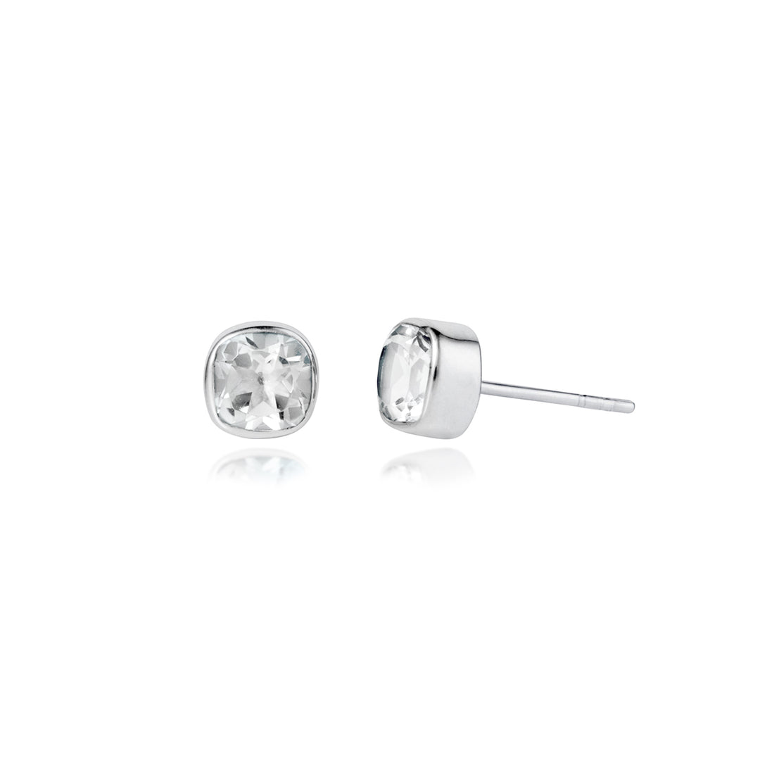 Image of White Topaz and Silver Stud Earrings