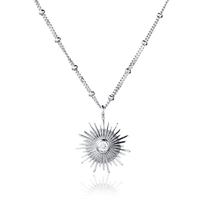 Photo of Silver and White Topaz Sun Necklace