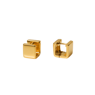 Photo of Gold Huggie Wide Square Hoop Earrings