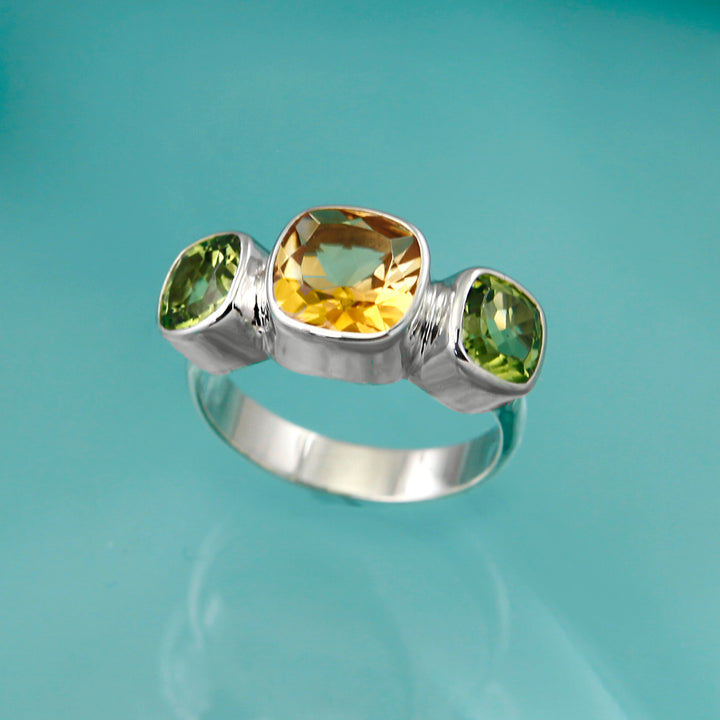 Image of Citrine & Peridot Silver Ring