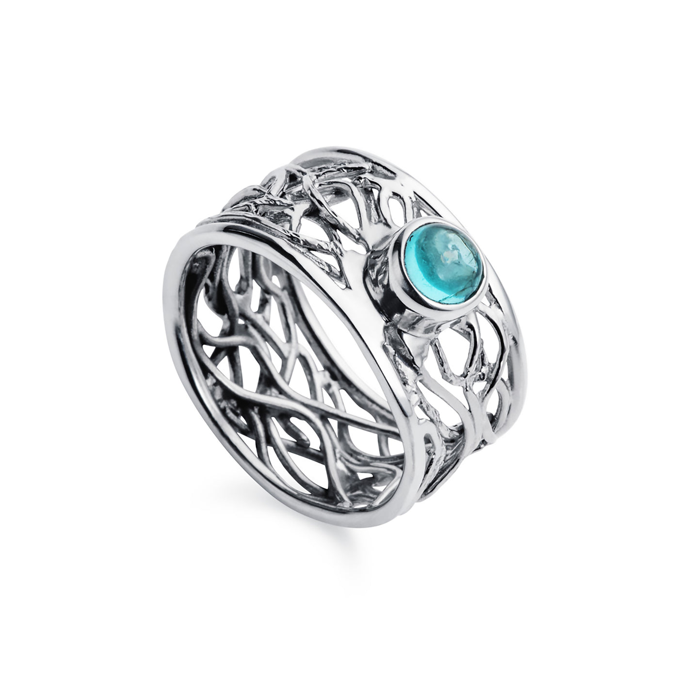 Silver Ring With Apatite Stone
