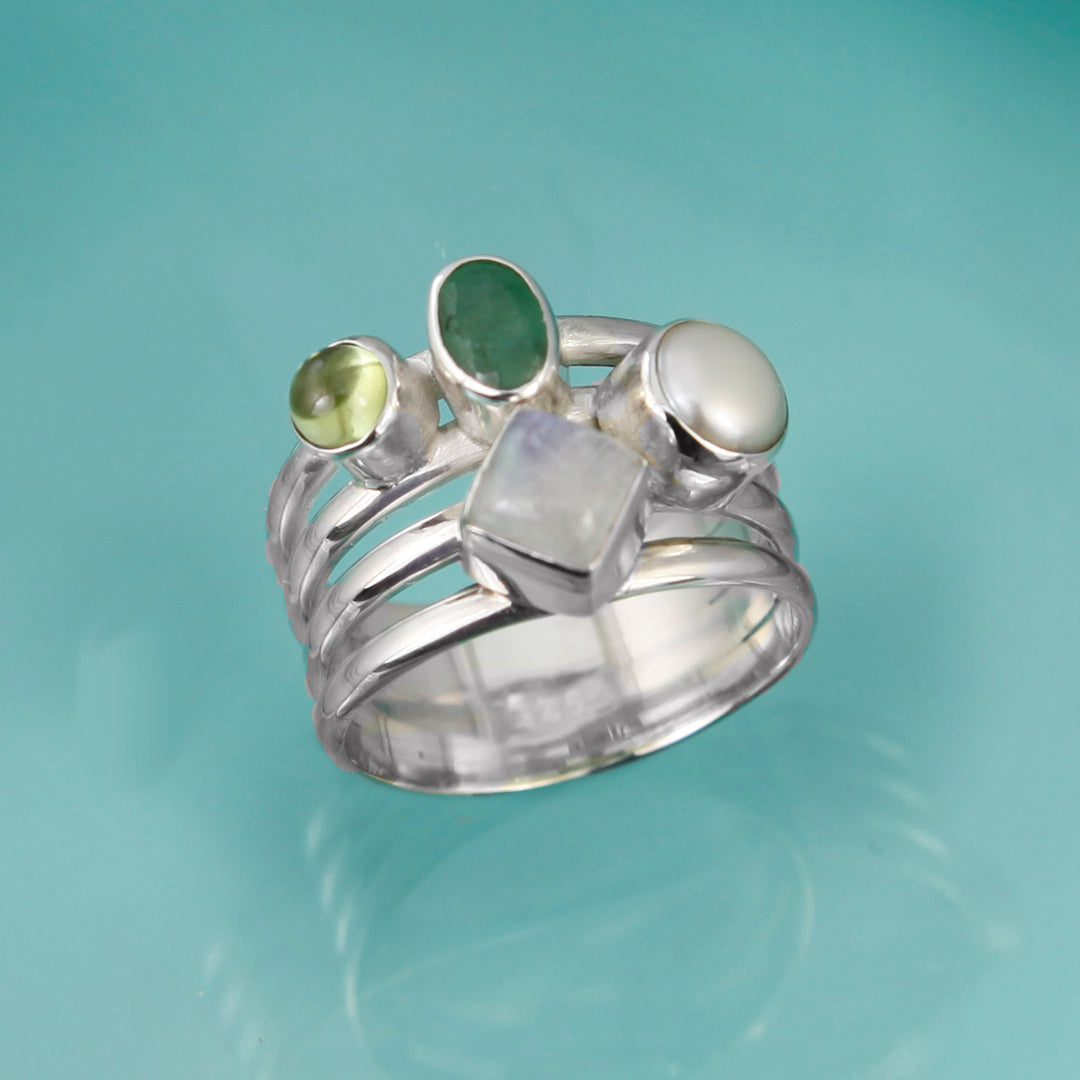 Photo of Silver Cluster Ring with Emerald