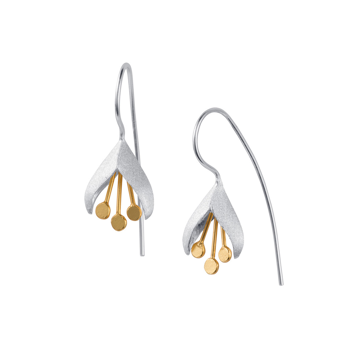 Image of Snowdrop Silver & Gold Flower Earrings