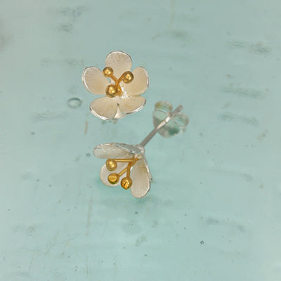 Silver & Gold Daisy Stud Earrings