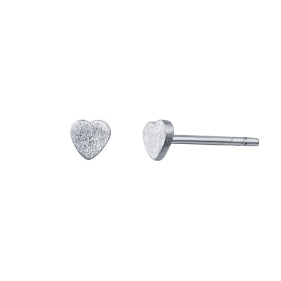 Tiny Heart Silver Stud Earrings