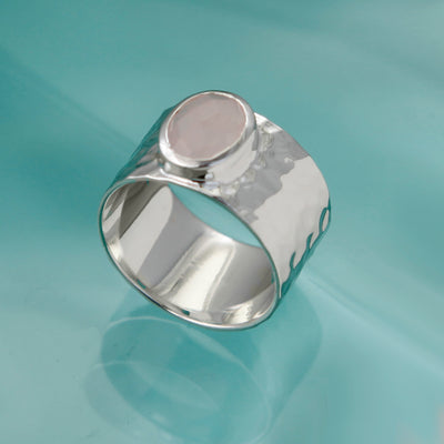 Image of Rose Quartz Silver Serenity Ring